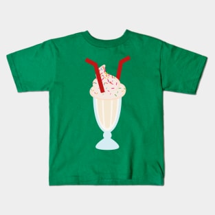 Vanilla Milkshakes with Sprinkles and Two Straws Kids T-Shirt